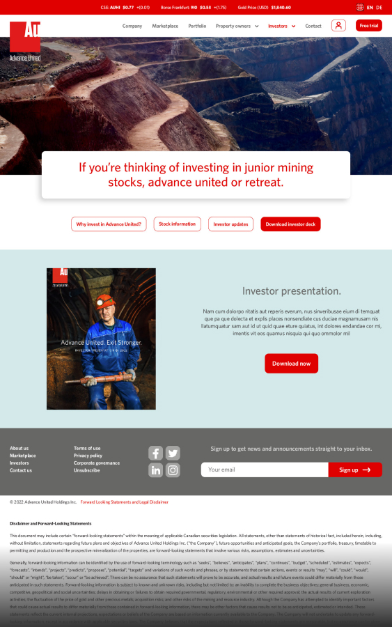 Advance United - Website designed by Filip Jansky