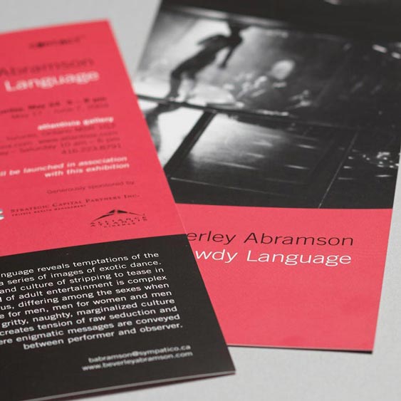 Beverley Abramson Bawdy Language - Photographer's Photographer's Monograph/Book Launch Invitation design by Filip Jansky
