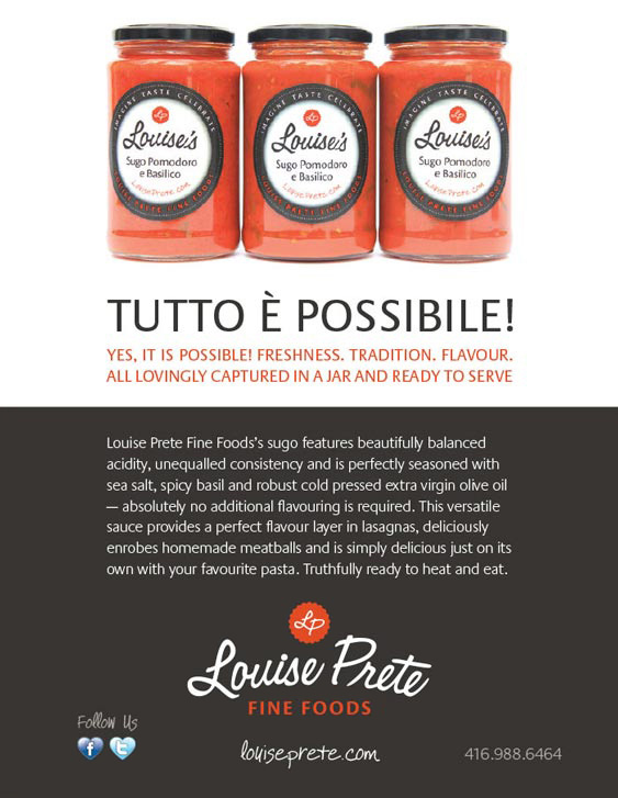 Louise Prete Fine Foods - Louise's pasta sauce magazine ads design by Filip Jansky
