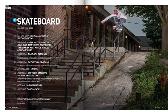 SBC Skateboard 18.2 magazine editorial desig by Filip Jansky